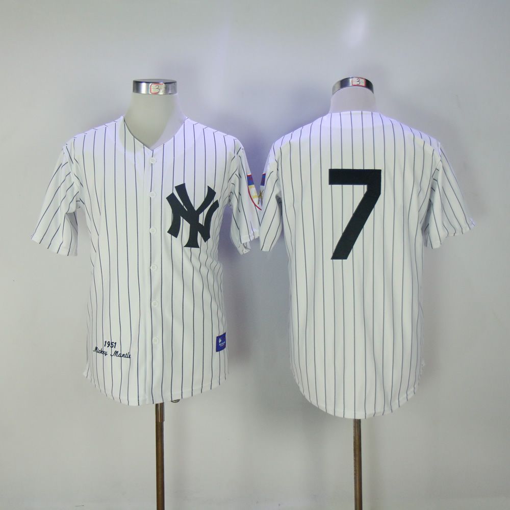 Men New York Yankees 7 No name White MLB Jerseys